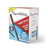 Paper Mate Ballpoint Pens Write Bros. Black Ink Pens Medium Point (1.0mm) 60 Count