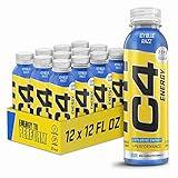 Cellucor C4 Energy Non-Carbonated Zero Sugar Energy Drink, Pre Workout Drink + Beta Alanine, Icy Blue Razz, 12 Fl Oz (Pack of 12)