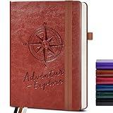 PAIBAS Lined Journal Notebook for Women Men, 160 Pages, A5 Hardcover Vintage Leather Journaling Notebooks for Work, School, Note Taking, Travel, Notepad, Daily Diary for Writing 5.8"x8.5" (Brown)