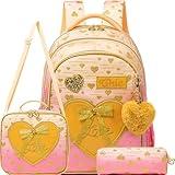 Meetbelify Kids Backpacks for Girls Backpacks for School Kids Canvas Travel Laptop Backpack with Lunch Box for Elementary Students Girls Back to School Bookbag Ages 8-10