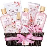 Spa Gift Baskets for Women Cherry Blossom Bath and Body Work Gift Set with Bubble Bath,Body Lotion Spa Gifts for Women Chirstmas Day Gifts for Mom