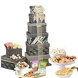 Broadway Basketeers Gourmet Food Gift Basket 6 Box Tower for Birthdays – Curated Snack Box, Sweet and Savory Treats for Parties, Best Wishes, Birthday Presents for Women, Men, Mom, Dad, Her, Him,