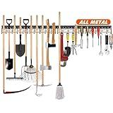 TVKB 68'' All Metal Garden Tool Organizer Wall Mount Garage Organizers and Storage with Hooks Tool Hangers for Shed