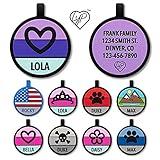 LYP - Our Original Soundless Pet ID Tag - Largest Line of Silicone Dog Tags - No More Jingling Dog Tags -Durable - Never Fades - Customized Deep Engraved Silicone (Heart - Purple)