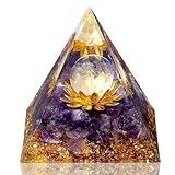 LAIDANLA Amethyst Orgone Pyramid Healing Crystals Orgonite Pyramid Flower of Life Positive Energy Spiritual Reiki Gemstone Pyramid for Anti-Stress Inspirational Attracts Success Decor Gifts