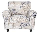 SearchI Stretch Sofa Cover Printed Couch Covers, Floral Pattern 2 Piece Armchair Slipcover with Separate Chair Cushion Cover, Washable Furniture Protector for Living Room(Armchair, Flower Shadow)