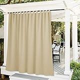 RYB HOME Outdoor Curtains Extra Long - Blackout Privacy Waterproof Outside Curtains Block Sun Exposure for Patio Pergola Corridor Gazebo, Width 100 x Length 120 inch, Cream Beige