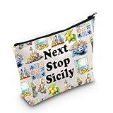 JXGZSO Sicily Trip Gift Next Stop Sicily Makeup Bag Italy Travel Gift Sicily Cosmetic Bag Italy Souvenir Gift Italian Gift (Next Stop Sicily)