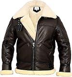 MARCO ENZOLANI B3 Bomber Jacket Aviator Real Shearling B3 Bomber Jacket Winter (Brown, l)