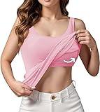 peime today's deals of The day prime Built in Bra Tank Tops for Women Cotton Padding Adjustable Spaghetti Strap Camisole Plus Size 2024 Summer Tops Pink