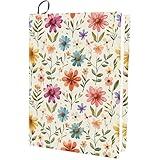 CRASPIRE Flower Stretchable Book Cover Leaf Floral Washable Reusable Large Nylon Cloth Polyester Book Protector Elastic Notebook Wraps Suitable for Most Hardcover Books