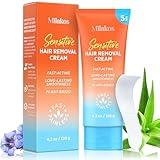 Milakos Hair Removal Cream for Women – Painless Depilatory Cream for Legs, Arms, Underarms & Bikini Line – 5 Minute Fast Acting Hair Remover with Aloe Vera & Argan Oil – Gentle on Sensitive Skin