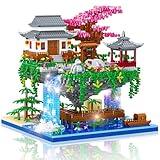 Peach Blossom Pond Building Set, 3320 Pcs Architecture Building Blocks with Light Cherry Blossom Tree Building Set Tree House Building Kit for Adult Teens Ages 14+