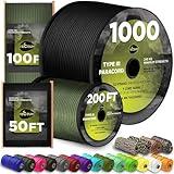TECEUM Paracord Type III 550 Black –100 ft – 4mm – Tactical Rope MIL-SPEC – Outdoor para Cord –Camping Hiking Fishing Gear and Equipment EDC Parachute Cord Strong Survival Utility Rope 016