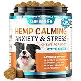 Carmelie Hemp Calming Chew for Dog - 200 Chews Dog Calming Treats -Dogs Anxiety & Stress Relief Valerian Root Chamomile Melatonin for Separation, Barking, Stress & Slee- Chicken Flavor
