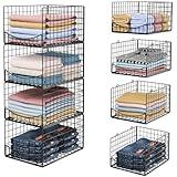 JKsmart 4-Tier Stackable Closet Organizers and Drawer Storage Shelves - Sliding Storage Bins for Jeans, Pants, and Sweaters - Wardrobe Cupboard Organizer for closet organization-Black