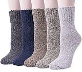 Senker Fashion Womens Wool Socks, Stocking Stuffers Gifts for Women Men Warm Soft Crew Boot Sock for Winter Hiking
