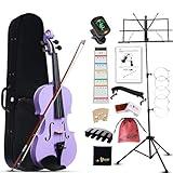 Aileen Violin 4/4 Full Size for Adults Beginners, Purple Fiddle Starter Kit for Students Age 12+, including Music Stand, Unique New Fingerboard Sticker, Mute