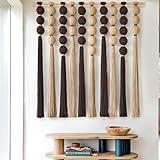 IOWER Macrame Wall Hanging Large Boho Wall Decor Natural Brown Khaki Sphericity Cotton Textile Fiber Yarn Wall Art Handmade For Livingroom Bedroom Wedding Party 39" Wx39 L