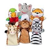 Melissa & Doug Safari Buddies Hand Puppets, Set of 6 (Elephant, Tiger, Parrot, Giraffe, Monkey, Zebra) Soft, Plush Animal Hand Puppets For Toddlers And Kids Ages 2+