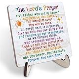 Lords Prayer Plaque Sign, Religious Bible Scripture Desk Decor for Church, Sunday School Classroom, Baby, Girls Room, Toddler, Boys Bedroom, Nursery - Blessed Christian Gift for Daughter, Son, Kids