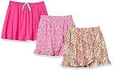 Amazon Essentials Girls' Knit Skorts, Pack of 3, Pink Floral, Small