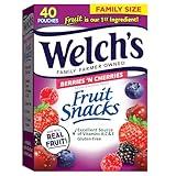 Welch's Fruit Snacks, Berries 'n Cherries, Perfect Stocking Stuffer, Bulk Pack, Gluten Free, Individual Single Serve Bags, 0.8 oz (Pack of 40)