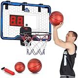 HopeRock Large Indoor Basketball Hoop for Kids Teens Adults, 24 X 16 Inch Over The Door Basketball Hoops with Electronic Scoreboard, Basketball Toys Birthday Gifts for Boys Girls