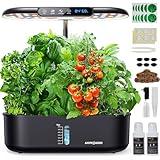 Ahopegarden Indoor Garden Hydroponics Growing System: 12 Pods Plant Germination Kit with LCD Display and LED Light, Smart Environmental Detection, Hydrophonic Planter Grower for Fresh Vegetables Home