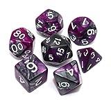 CREEBUY RPG Polyhedral Dice 7Pcs D&D Dice Set for Dungeon and Dragons MTG Table Games Role Playing Dice Set (Purple Mixed Silver)