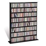 Prepac 2 Column Display Cabinet Media Storage, Double Width Wall, Oak/Black