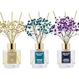 Airkeep Reed Diffuser Set of 3,Clean Linen Ocean Mist&Sea Salt Lavender Eucalyptus Oil Reed Diffusers for Bedroom Living Room Office Aromatherapy Oil Reed Diffuser for Gift 50ml x 3