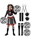 Spooktacular Creations Kids Halloween Cheerleader Costume, Zombie Cheerless Costume for Girls, Dead Cheer Outfit Toddlers for Halloween Scary Spiritless Dress Up Parties, M