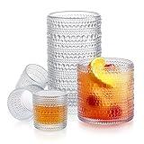 Glaver's Hobnail Drinking Glasses 12 Pc. Vintage Glassware Set. 4,15 Oz. Tall Highball Glasses: 4,13 Oz. Whiskey Bar Glasses: 4, 2 Oz. Mini Shot Glasses. Old Fashioned Beaded Glasses