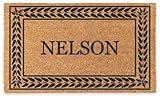 COCO MATS 'N MORE Coir Personalized Door Mat, (14” x 22” Black) Welcome Mats with Vinyl Backing | Tough Coir Bristles Cleans Dirtiest Shoes | Housewarming Gifts (Leafy Vine)