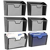 Simple Trending 6 Pack Wall File Organizer, Vertical Mounted File Folder Binder Holder Hanging Basket Mail Organizer for Office, Home and School,Black