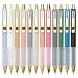 Linbsunne Ballpoint Pens Black Medium Point 1mm Pen with Super Soft Grip Ball Point Pen for Men Women Retractable Pens (gold-12 pcs)