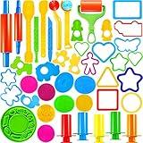 JOYIN 44 Pieces Play Dough Accessories Set for Kids, Playdough Tools with Various Plastic Molds, Rolling Pins, Cutters