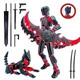 ROBTDUUMY T13 Action Figure Set (Assembly Completed),Dummy 13,Titan 13 Action Figures,3D Printed Toys Multi-Jointed Movable (Black/Red)