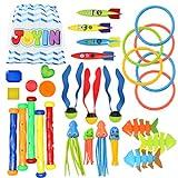 JOYIN 30 Pcs Diving Pool Toys for Kids Ages 3-12 Jumbo Set with Storage Bag Pool Games Summer Swim Water FishToys