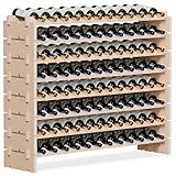 Smartxchoices 96 Bottles Stackable Modular Wine Rack, 8-Tier Wooden Wine Storage Rack Freestanding Wine Holder Display Shelves, Wobble-Free Shelves, Solid Wood