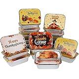 MorTime 40 Pcs Thanksgiving Foil Pans with Lids, Disposable Foil Food Containers with Harvest Themed Cardboard Covers, Aluminum Foil Baking Pan Cake Pans for Cooking, Heating, Roasting