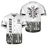 Custom Barber Shop Baseball Jersey Personalized Name Barber Shirt 3D for Men Women Scissors Pole Shirts Hairdresser Shop Gift (Polyester, BJ175)