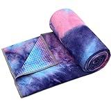 Yoga Towel,Hot Yoga Mat Towel with Grip Dots Sweat Absorbent Non-Slip for Hot Yoga, Pilates and Workout 24" x72", Purple & Blue