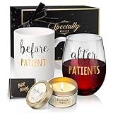 Before Patients, After Patients 11 oz Coffee Mug and 18 oz Stemless Wine Glass Set Gifts Idea for Nurses, Doctors, Hygienists, Physician, Dentists Unique Birthday Graduation Gifts Idea