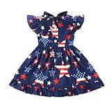 VINUOKER Baby Toddler Girl 4th of July Dress USA Flag Day Skirt Veterans Day Outfits Navy Blue