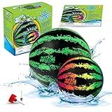 Watermelon Ball Pool Toys for Adults and Family - 2 Pack of 6 1/2" & 9" Kids, Teens, Everyone Swimming Games, Water Football, Tag, Diving Beach Play Fun Accessories