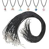 Paxcoo 50Pcs Black Waxed Cotton Cord, 24 Inch Necklace String Rope with Clasp, Bulk for Charms, Pendants, Bracelets, Jewelry Making Supplies and Beading Supplies