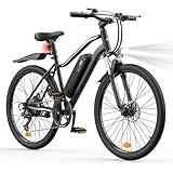 Fcgeoi Electric Bike, 750W Peak Motor, 60+ Miles Range & 20MPH, Removable Battery, 26" Tires, Dual Disc Brake, Shock Absorber, Commuting Electric Bikes for Adults