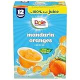 Dole Fruit Bowls Mandarin Oranges in 100% Juice Snacks, 4oz 12 Total Cups, Gluten & Dairy Free, Bulk Lunch Snacks for Kids & Adults